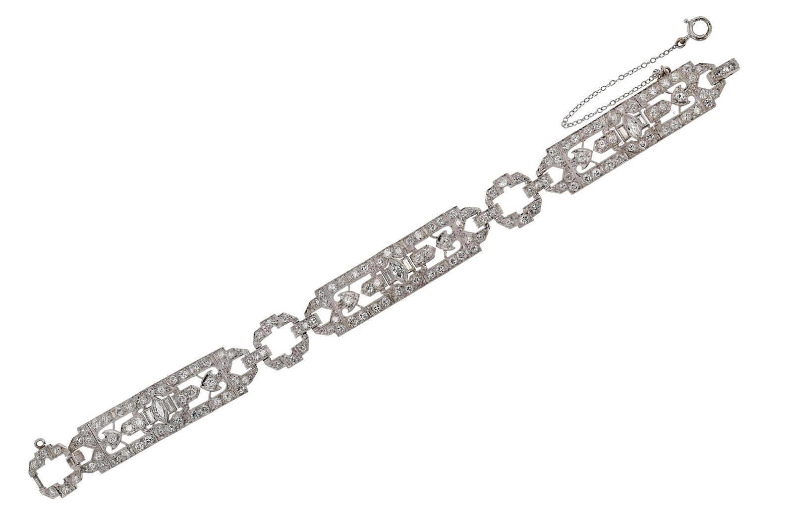 Vintage 1920s 4 Carats Antique Diamond Platinum Art Deco Bracelet
