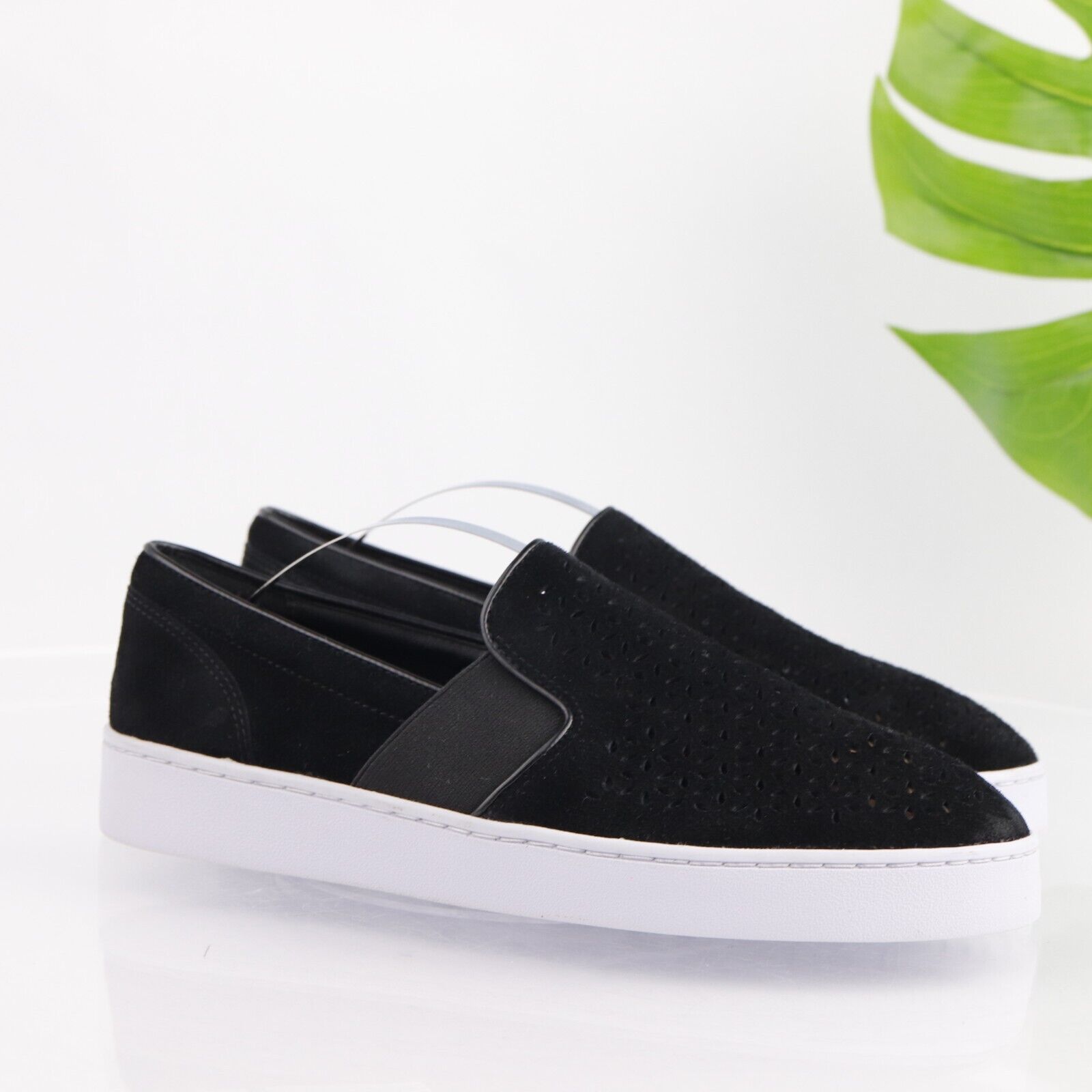 Vionic Splendid Women\'s Kani Slip-On Shoe Size 8.5 Black Suede Perforated Casual