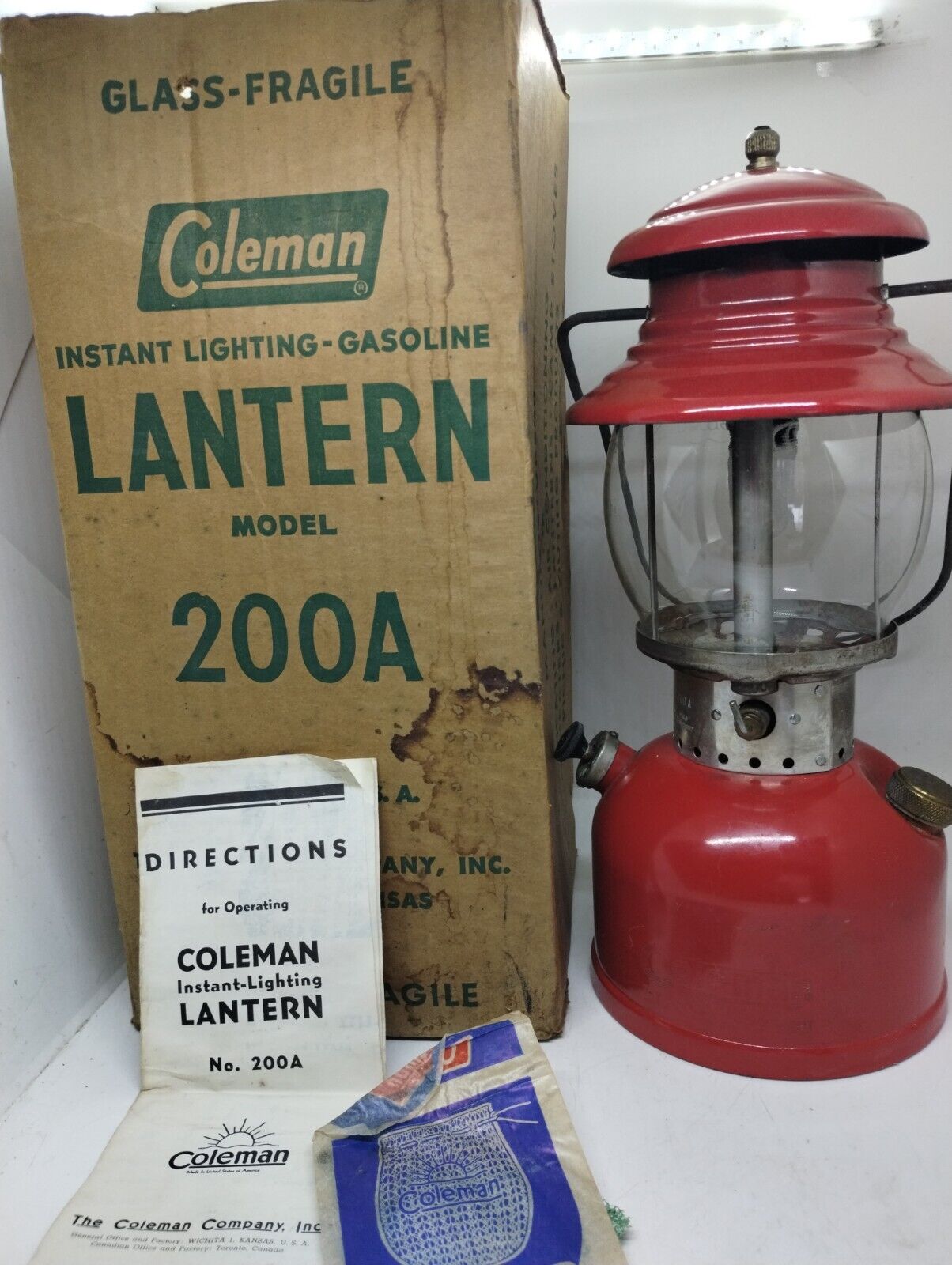 Coleman 200A Single Mantle Camping Lantern Red 1-58 W Instructions & Mantels
