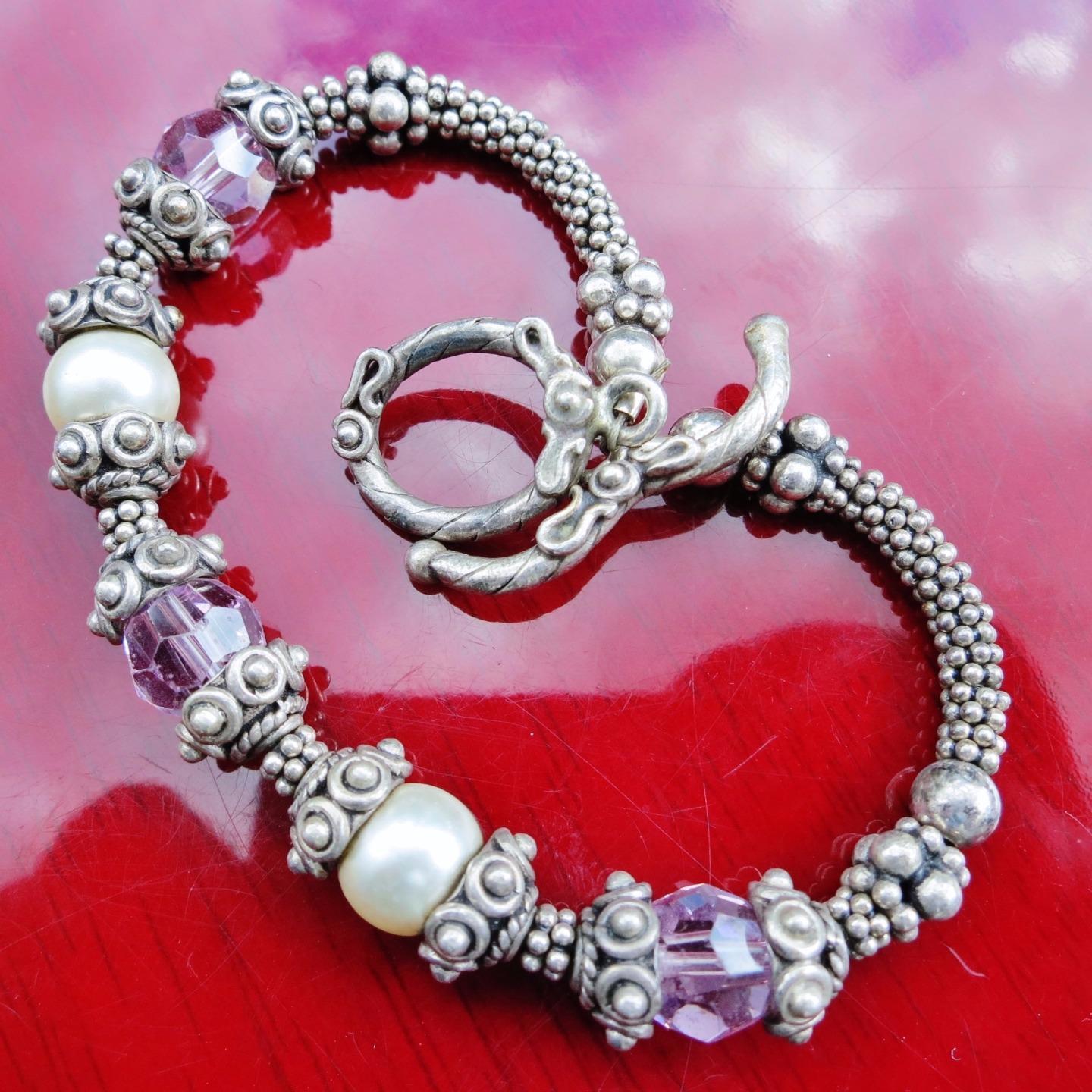 925 Sterling silver bead bracelet 7.5\