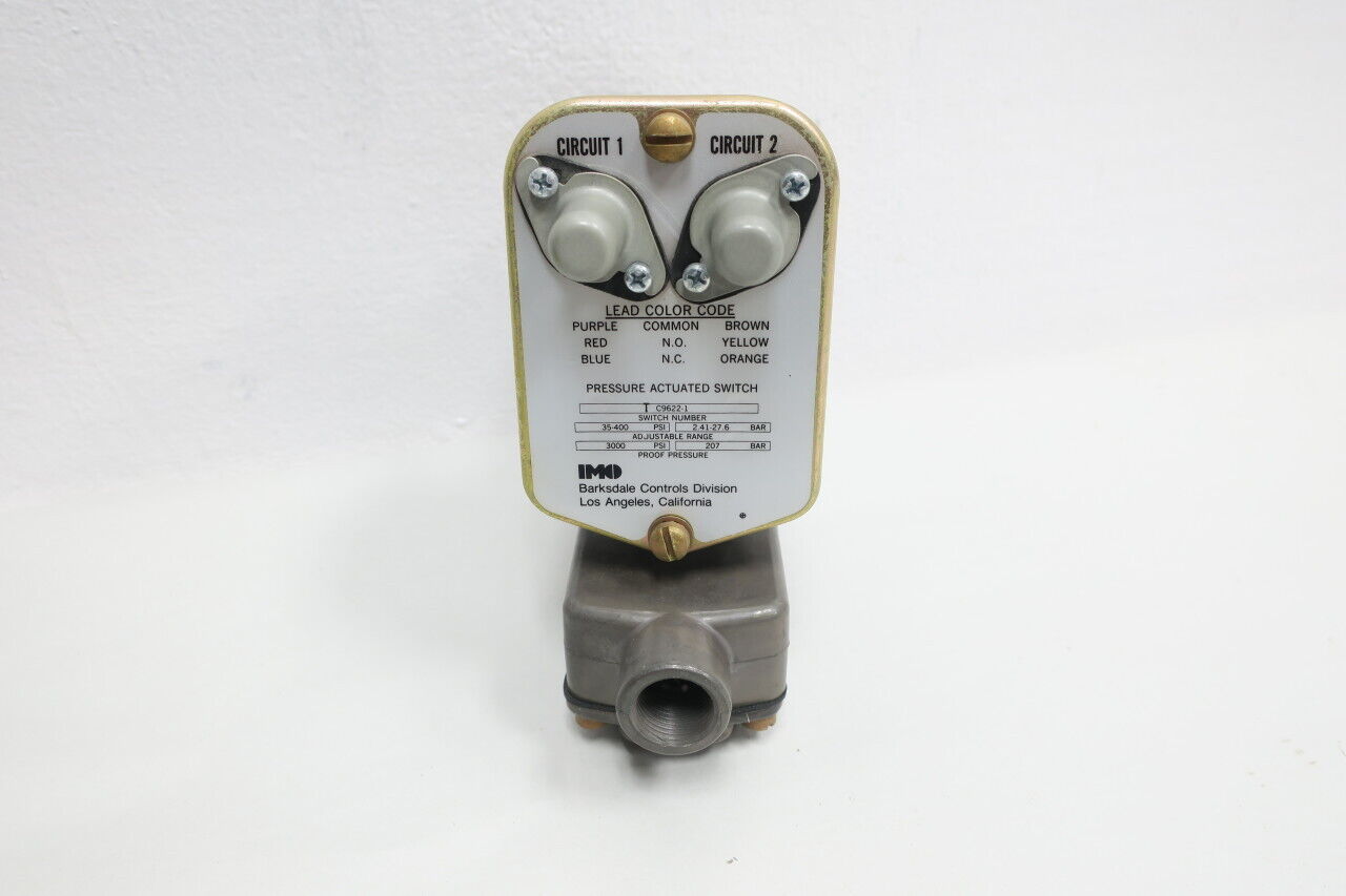 Barksdale TC9622-1 Pressure Switch 35-400psi 125/250/480/600v-ac