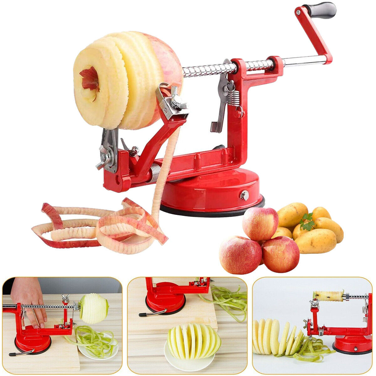3-in-1 Kitchen Tool Apple Fruit Corer Slicer Peeler Slinky Machine Potato Cutter