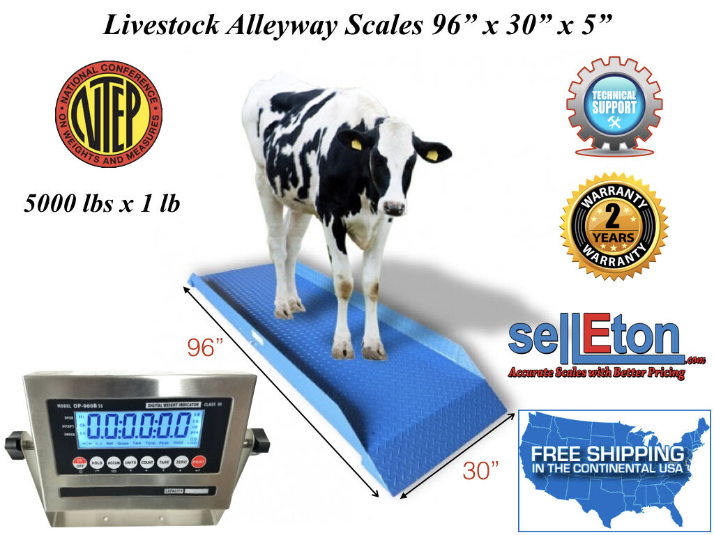 NEW NTEP (Legal for trade) Livestock Cattle,Vet Alleyway Scale 5000 lbs x 1 lb