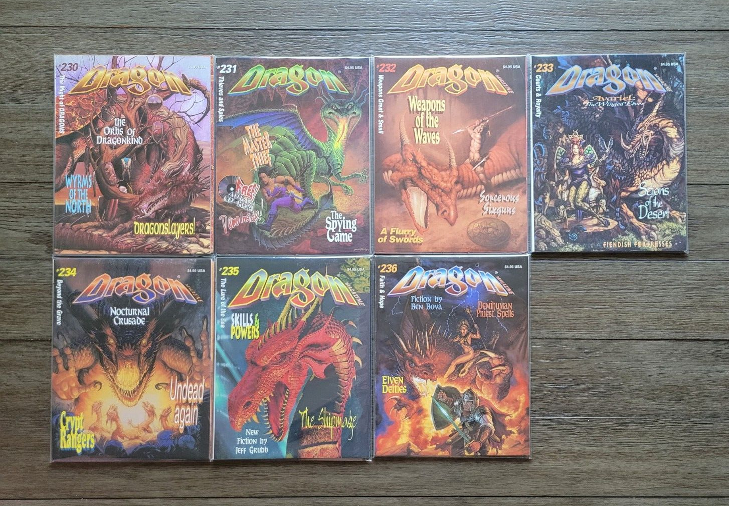 Lot of 7 Vintage Dragon Magazines 230-236 TSR Dungeons and Dragons 1996