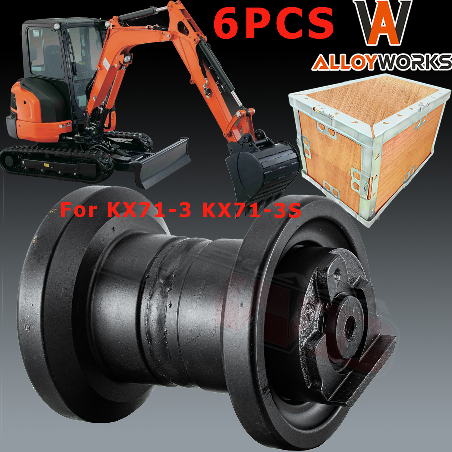 6PCS Track Bottom Roller For Kubota Model KX71-3 KX71-3S Excavator Undercarriage