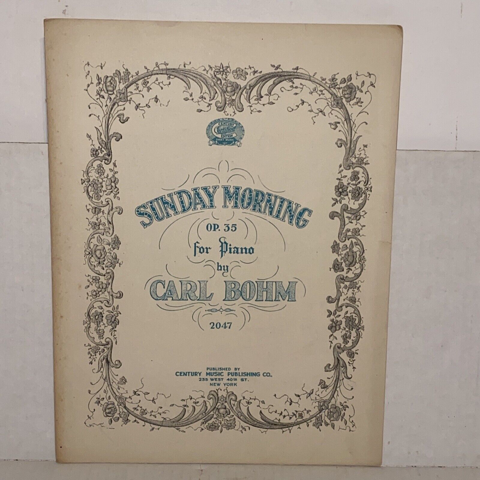 Antique 1921 Sunday Morning Op 35 for Piano Sheet Music by Carl Bohm