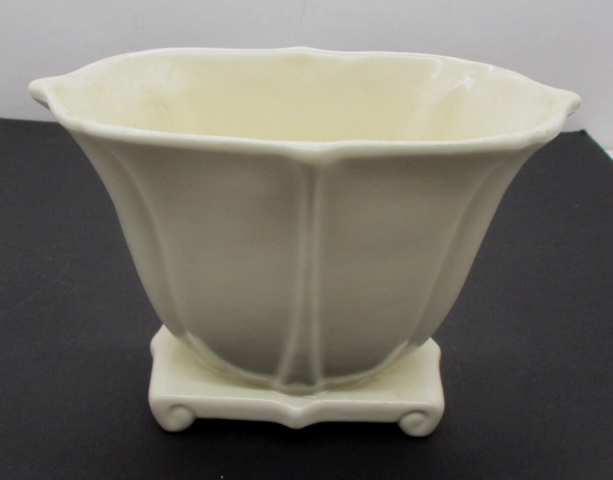Vintage Cream White Unmarked Art Deco Planter Vase