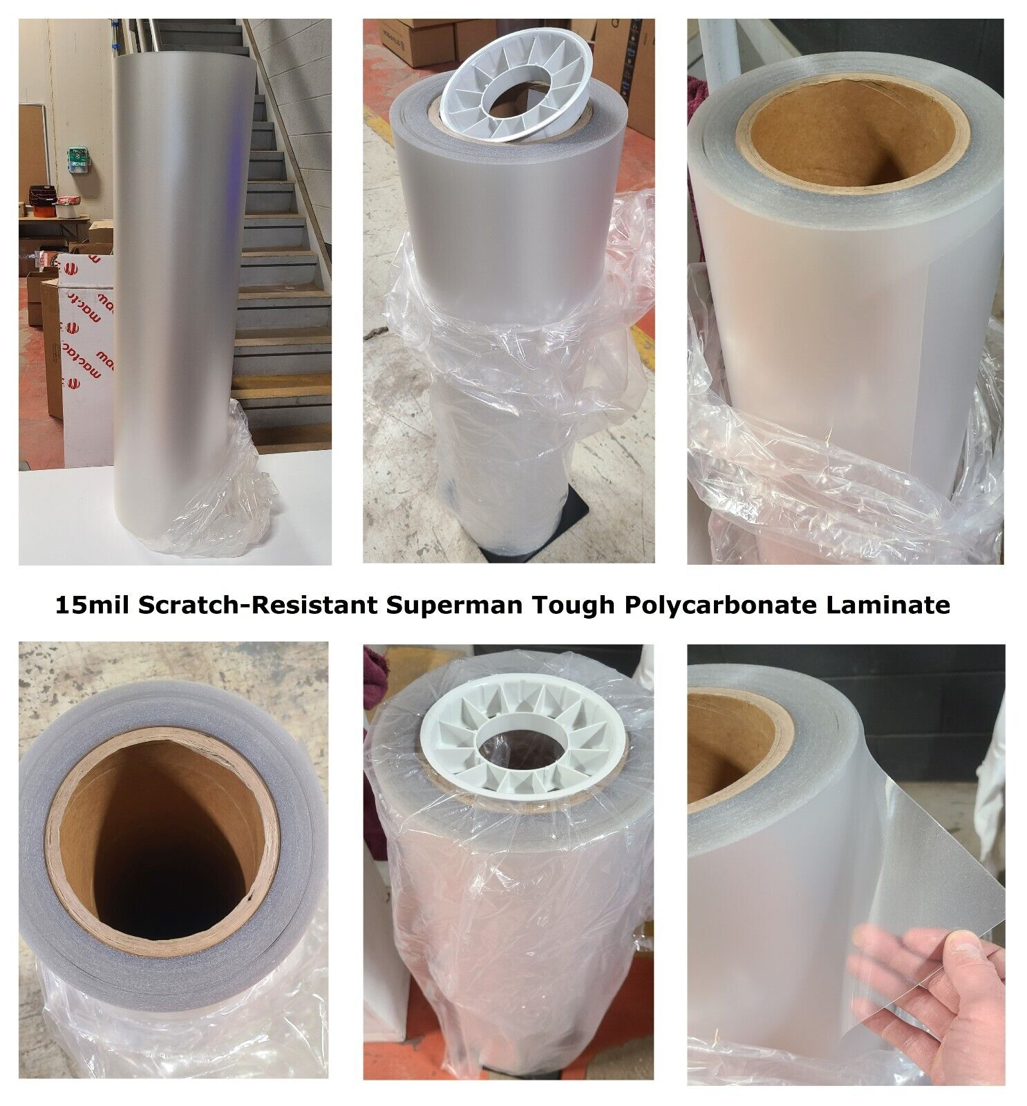 15.0mil Polycarbonate Lexan™ Matte Velvet-Texture Self-Adhesive Laminate Rolls