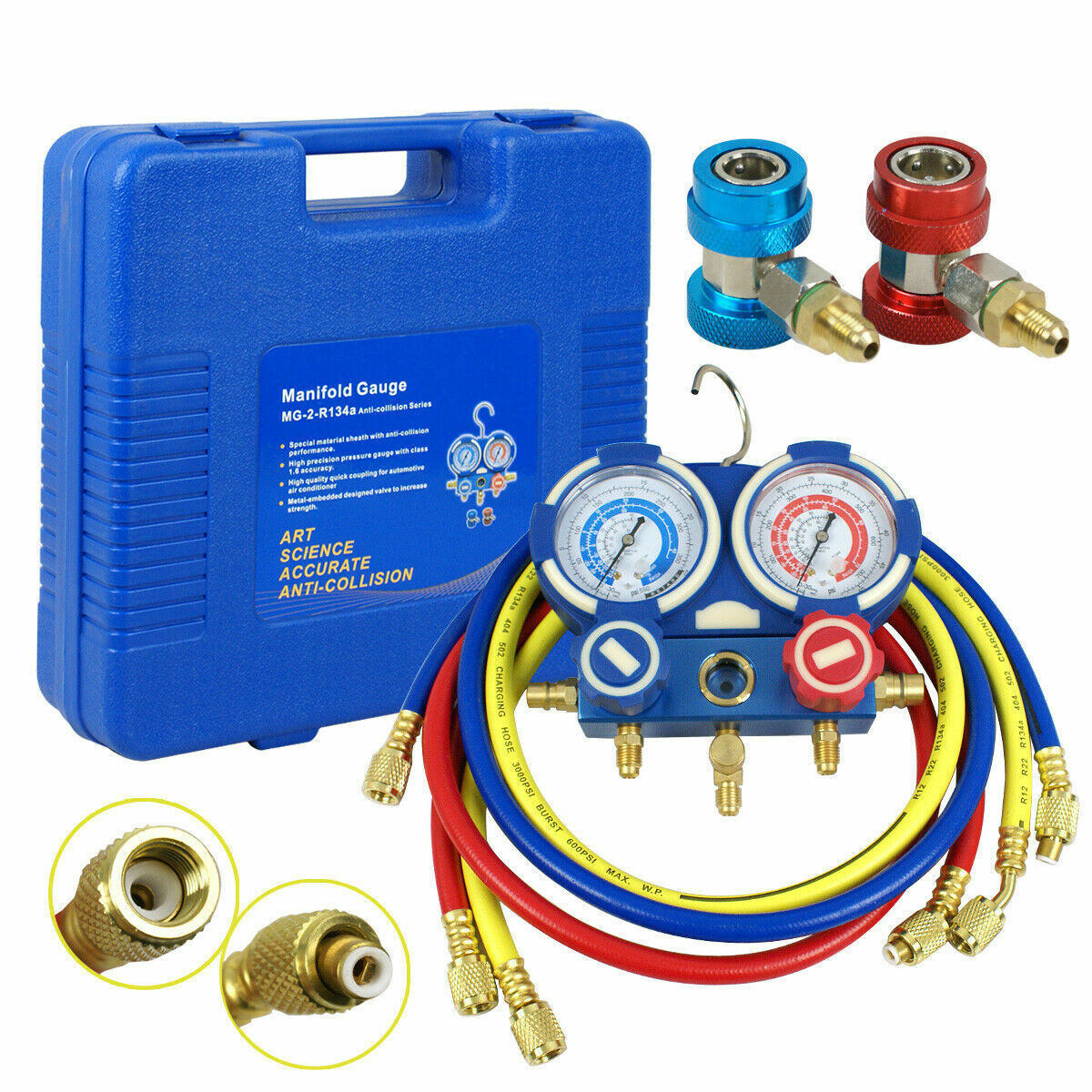 AC Manifold Gauge Set Brass HVAC A/C R134A R410A R22 Air Refrigeration Kit