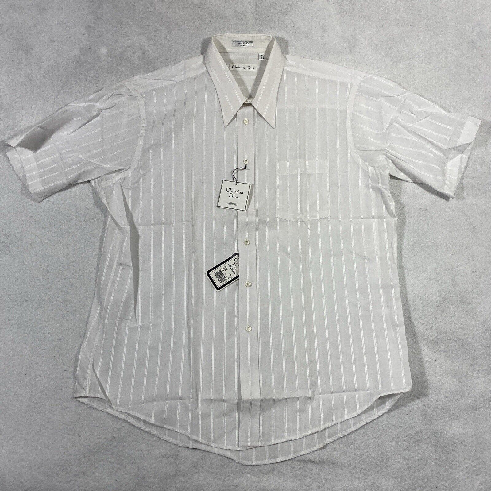 NWT Vintage Christian Dior Dress Shirt Men’s Size 17.5 XL Short Sleeve White
