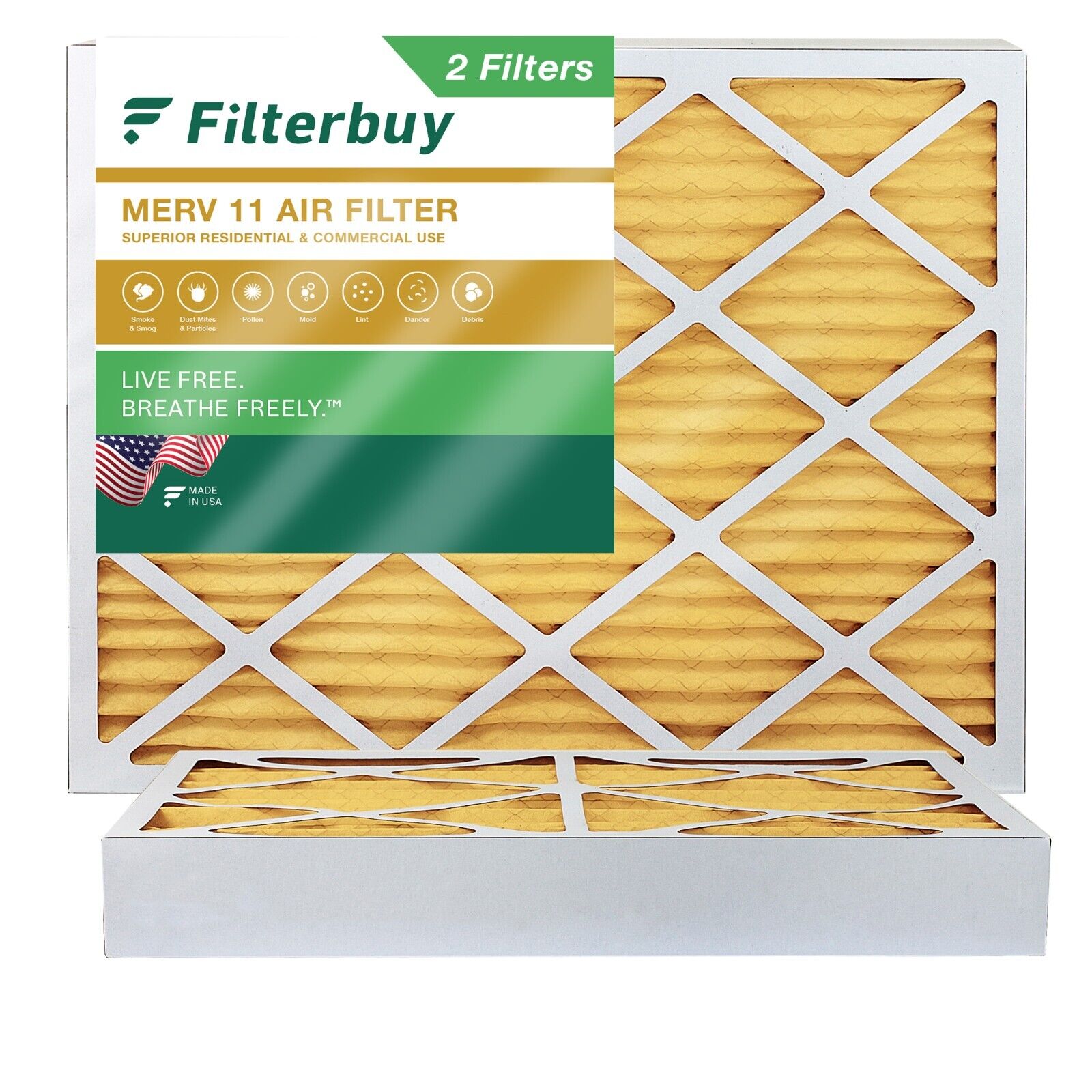 Filterbuy 20x25x4 Pleated Air Filters, Replacement for HVAC AC Furnace (MERV 11)