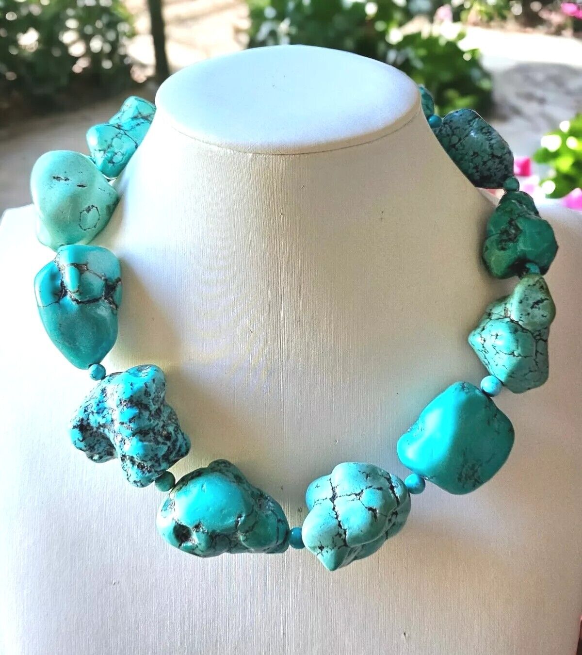 🔥 Vintage KENNETH JAY LANE 1980s TURQUOISE Choker STATEMENT NECKLACE 