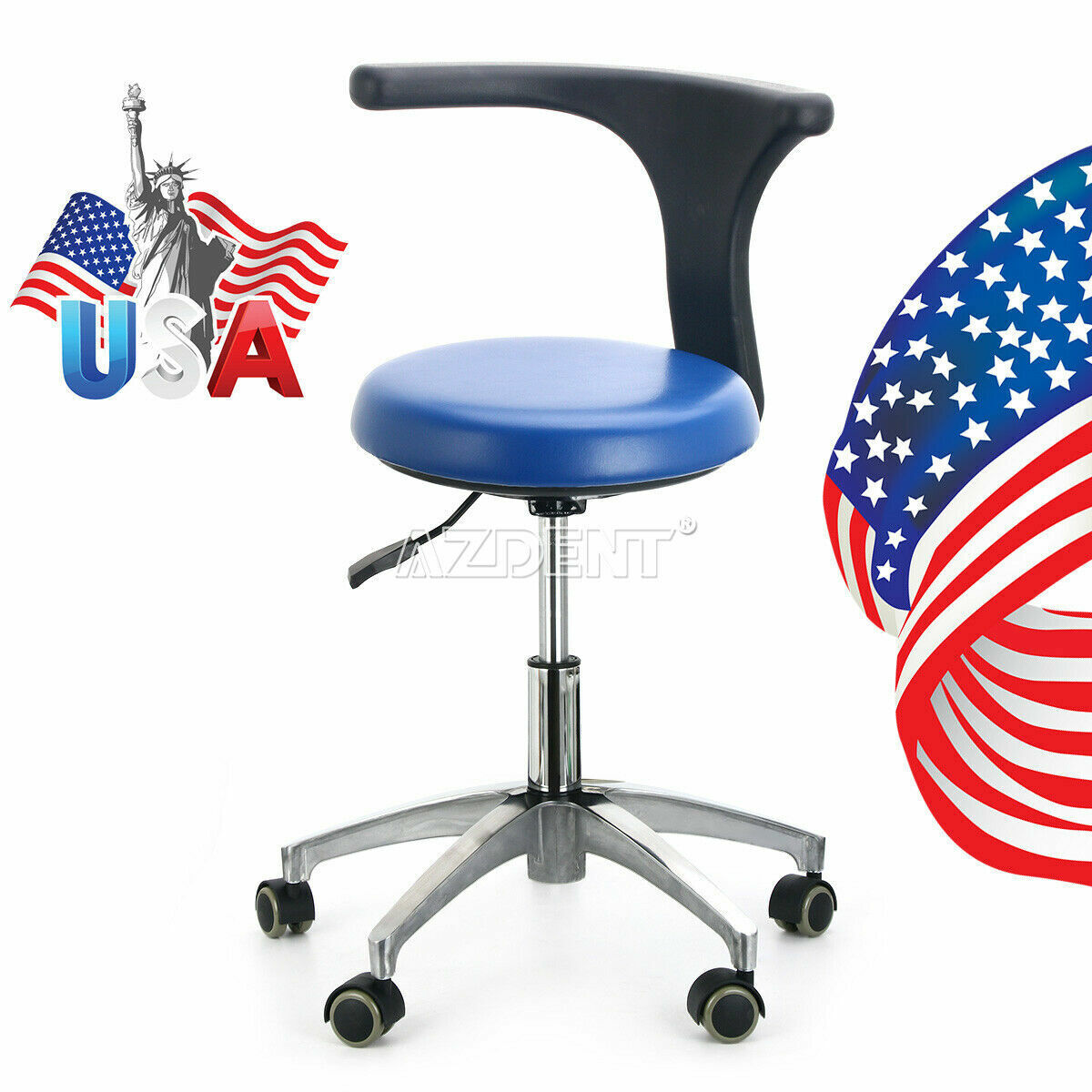 Dental Mobile Chair Adjustable Hydraulic Rolling Stool Dentist Chair PU Leather
