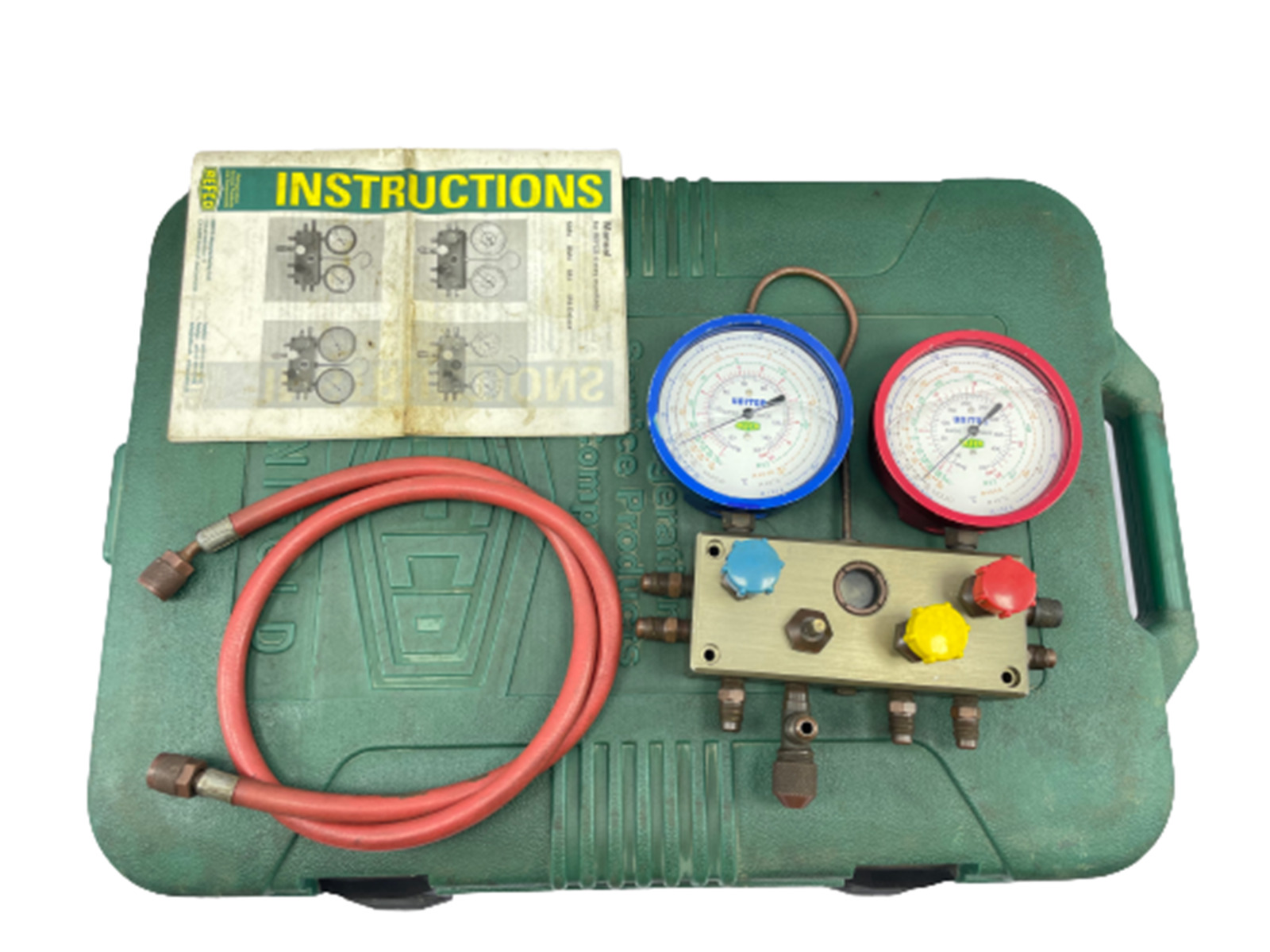 Refco 4-Way Manifolds Set Dual Scale Guages 3-Charging Line.