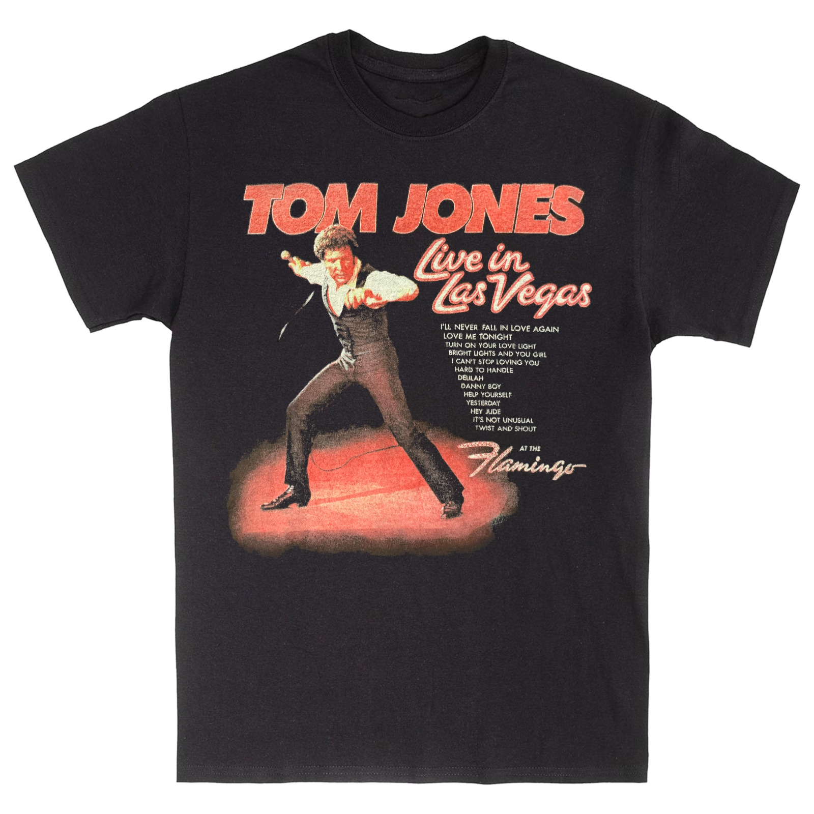 Vintage Tom Jones - Live in Las Vegas Shirt Classic Black Unisex S-234XL NE813