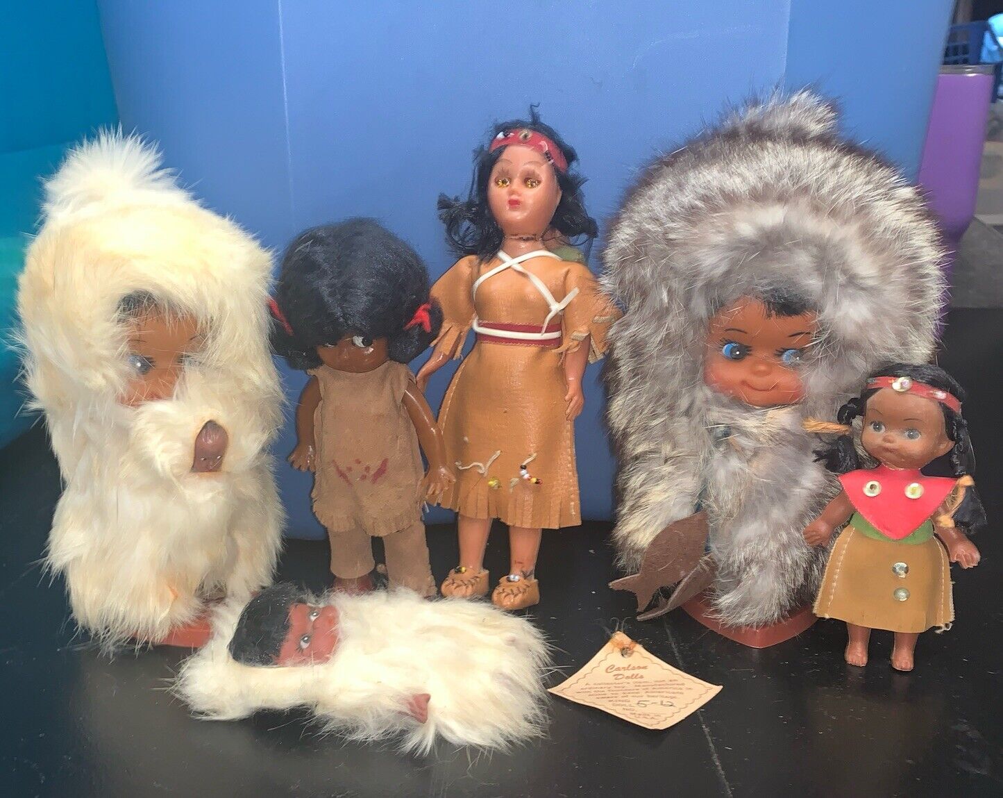 Vintage Carlson And Other 6” & Less American Indian Doll Lot