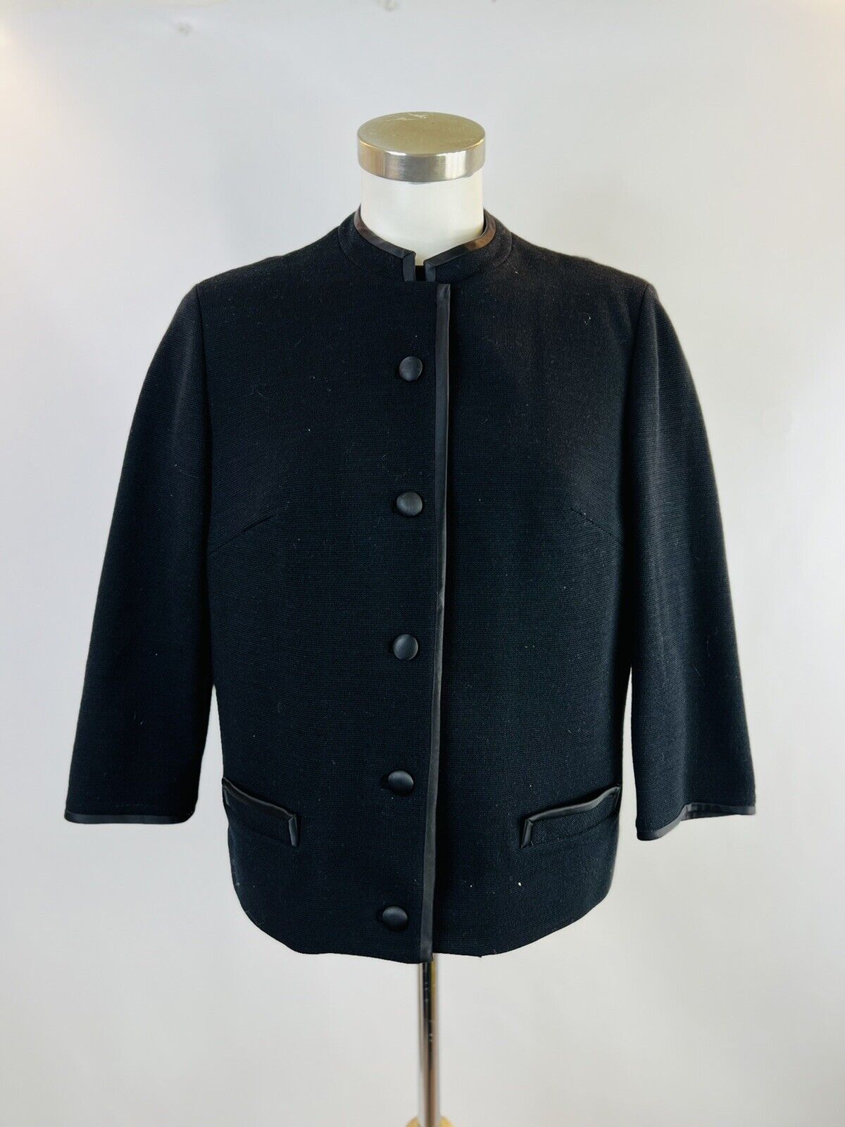 vintage 50s 60s Butte Knit Wool Black Lurex 2 Pc Suit Top And Jacket