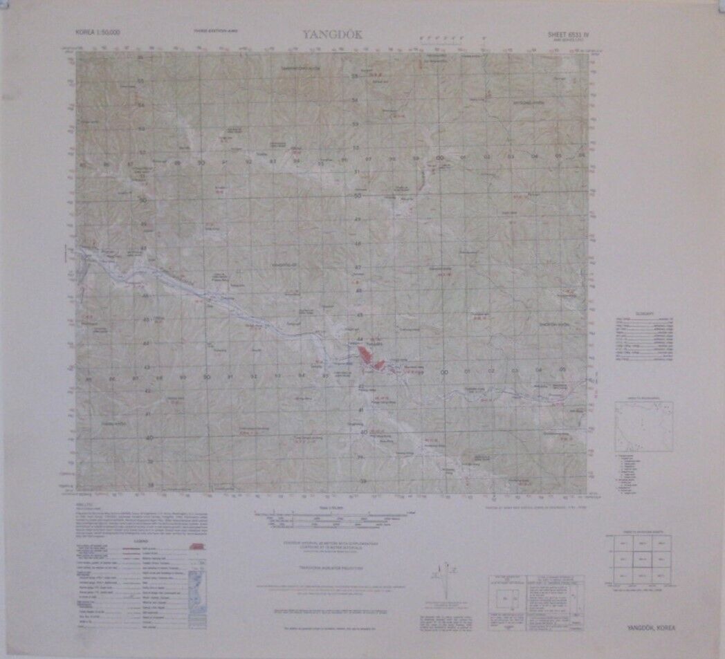 1951 US Army Korean War Topo Map YANGDOK Roads P'yŏngwŏn Railway Line Ski Resort