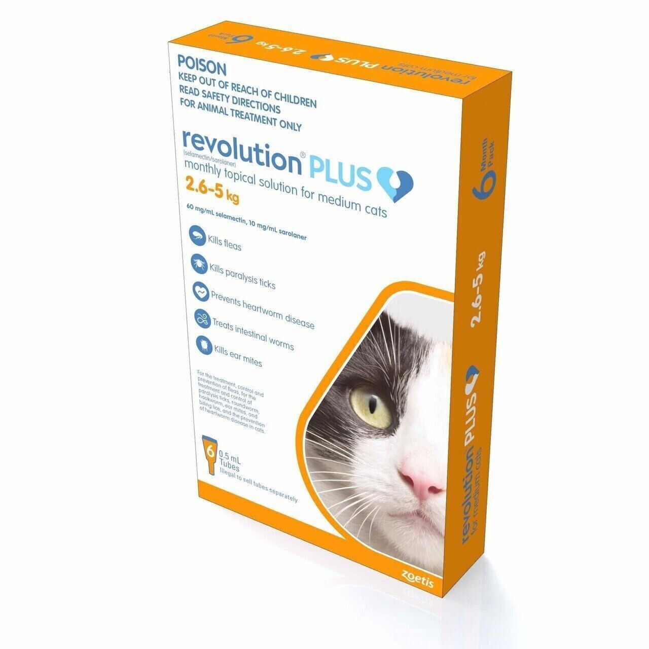 Revolution + for Cats 2.6 Kg to 5 Kg  3 Pipettes Organge