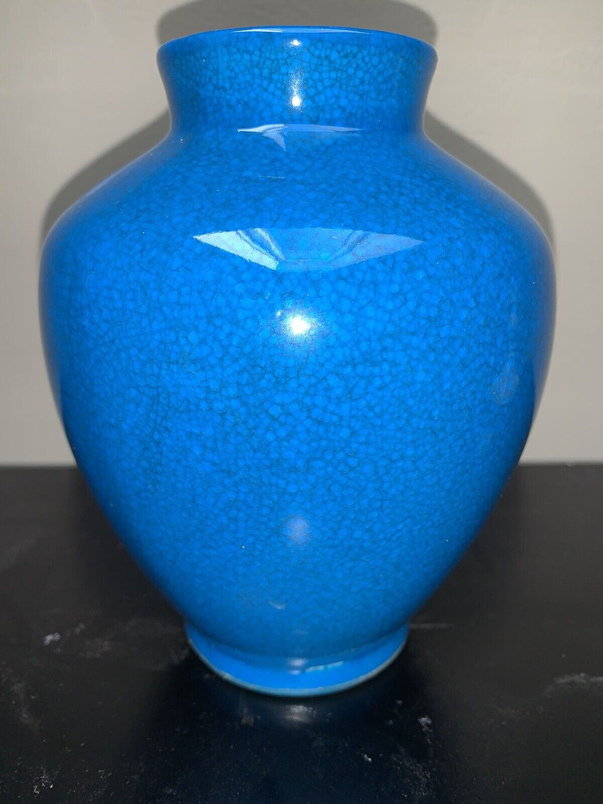 Made in Belgium Boch Freres Blue Crackle Art Deco Vase