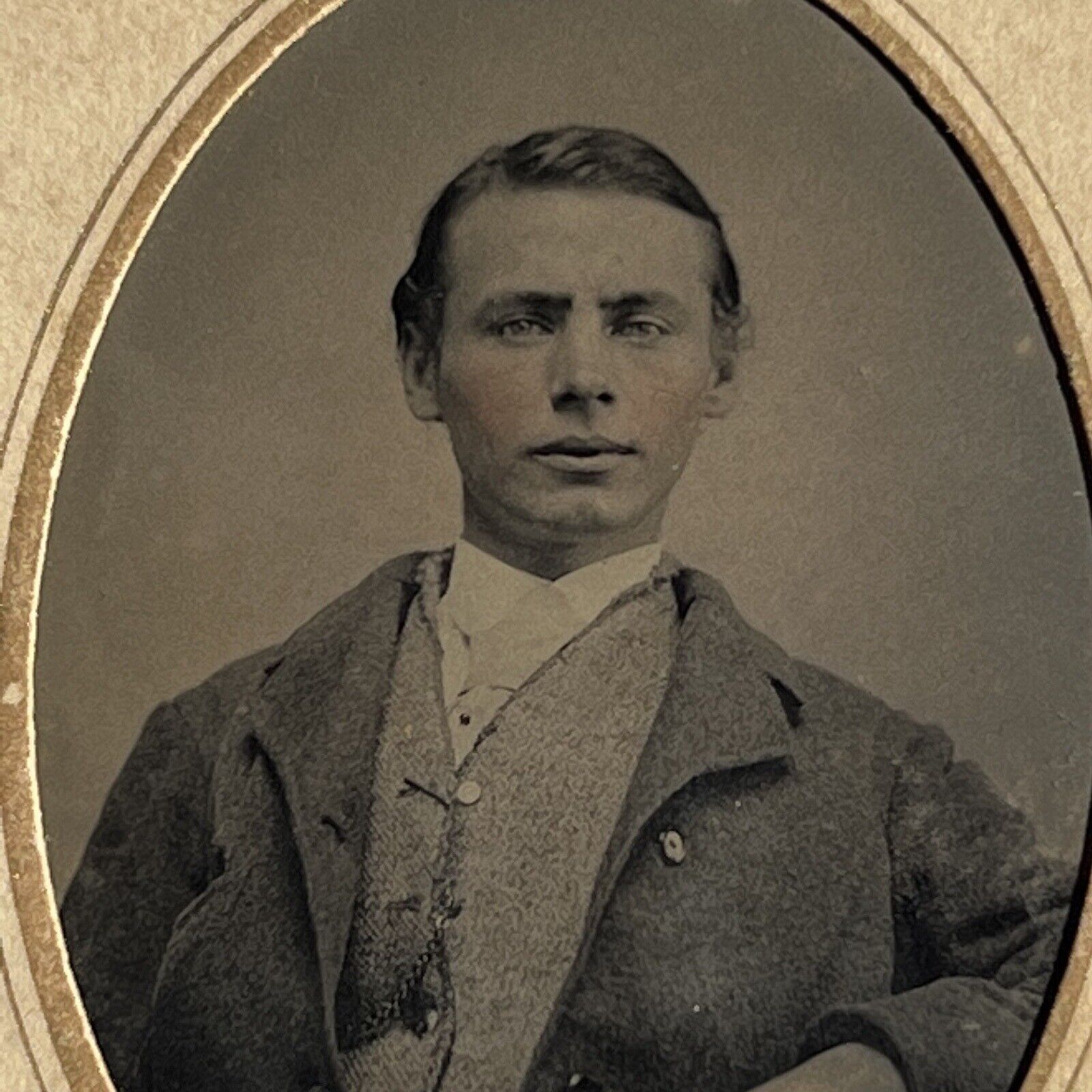 Antique Tintype Photograph Handsome Distinguished Young Man Philadelphia PA