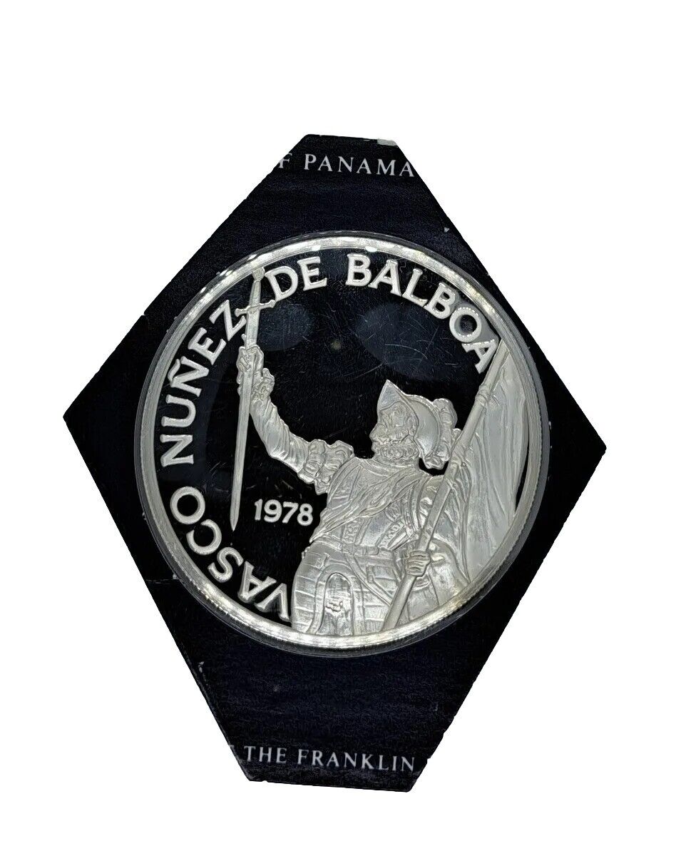 1978 Panama 20 Balboas Sterling Silver Proof Coin Vasco Nunez