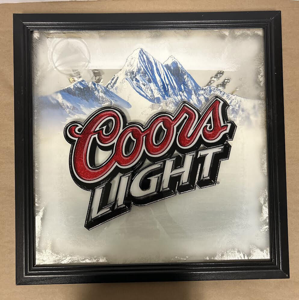 Vintage Coors Light Framed Mirror Bar Beer Advertising Sign