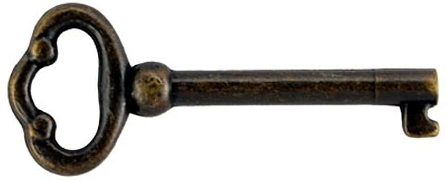 KY-2AB KEY REPRODUCTION ANTIQUE BRASS PLATED HOLLOW BARREL 