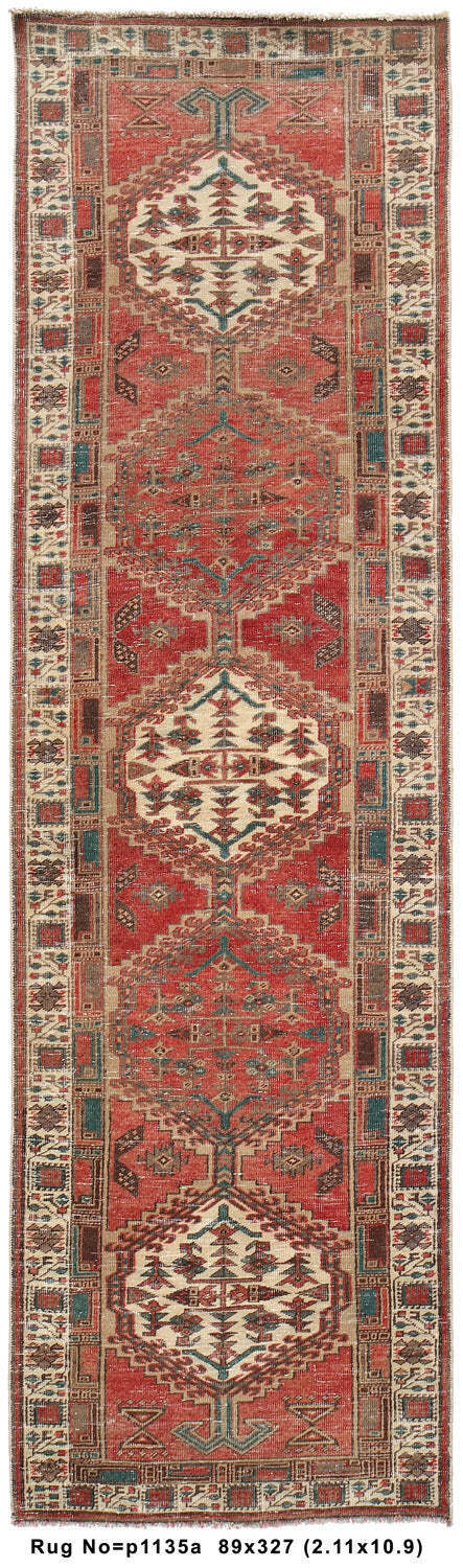 3\' x 11\' Vintage Persean Ardebil Runner Rug Handmade Wool #P1135