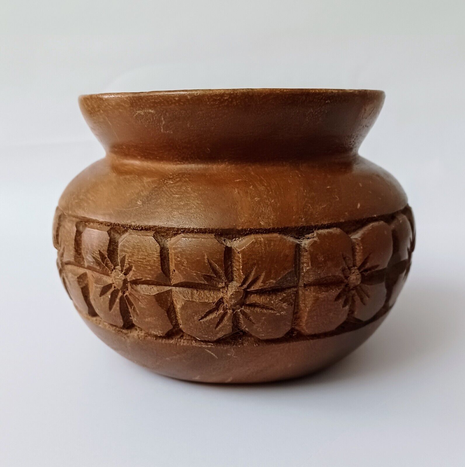 Vintage Handcarved Wooden Vase