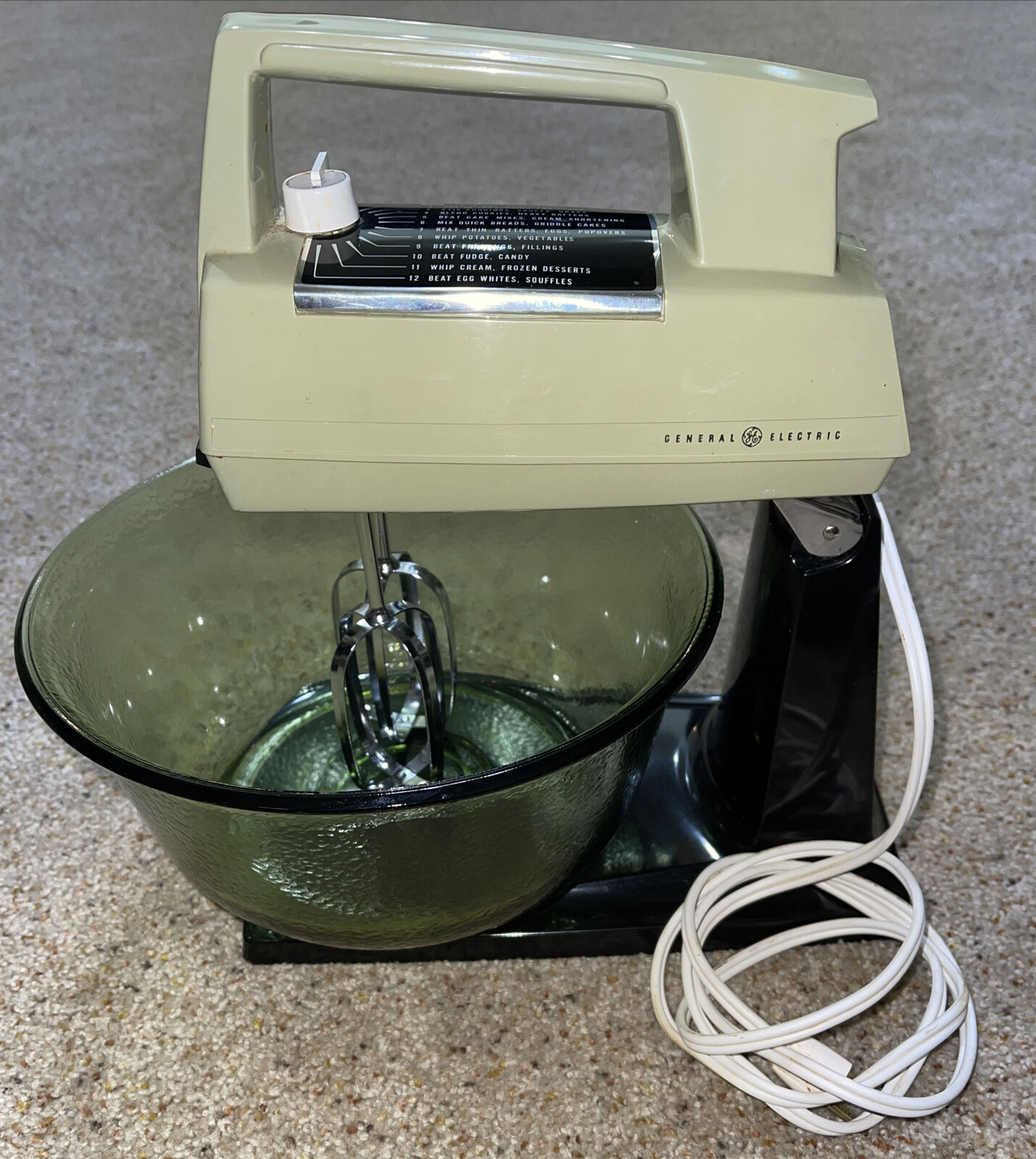 Rare VTG General Electric Stand Mixer Olive Green Made In USA Tested Working