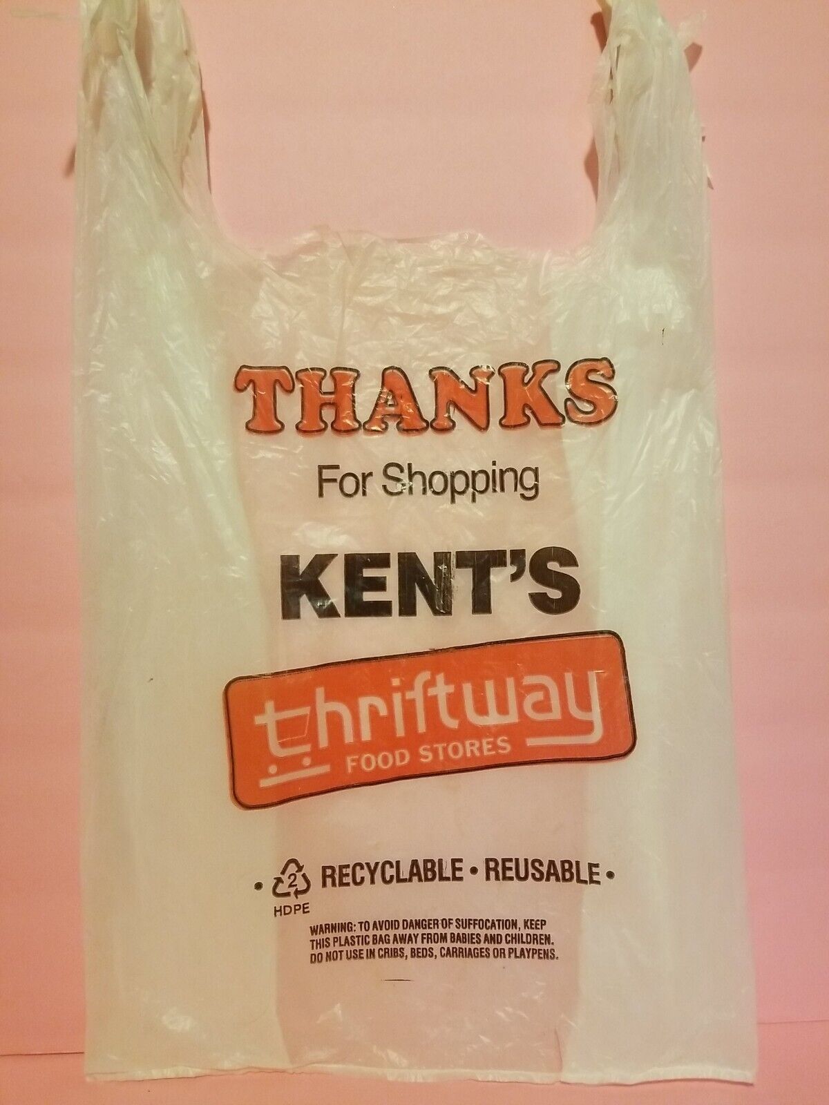 Rare Thanks for shopping Vintage Kents Thriftway Food Stores Utah Plastic Bag