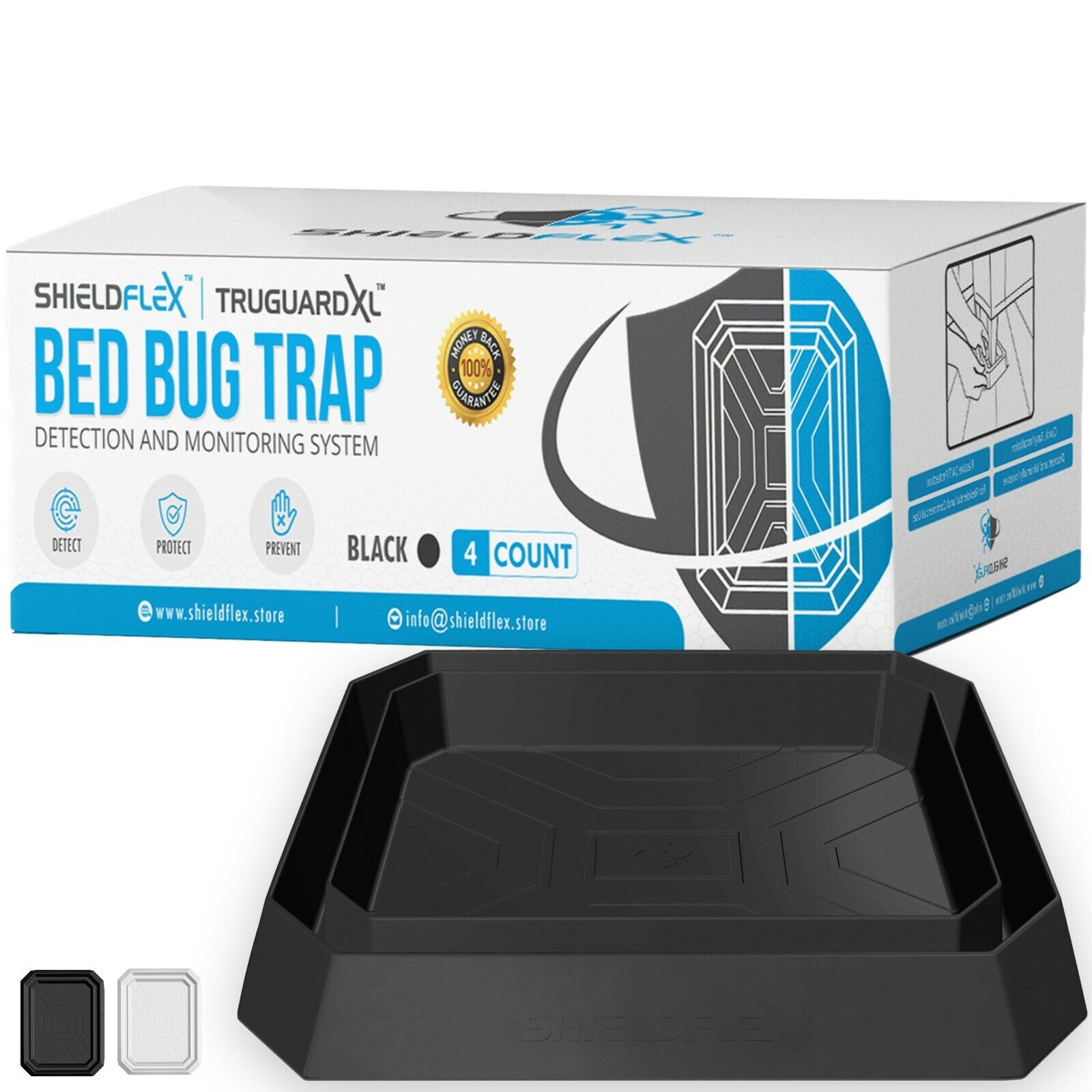 Extra Large Bed Bug Trap - 4 Pack | TruGuard XL Insect Interceptor Traps