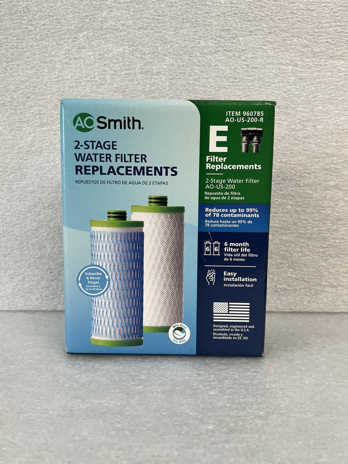 AO Smith E  Water Filter Replacement 2 In Box  Genuine AO Smith 960785