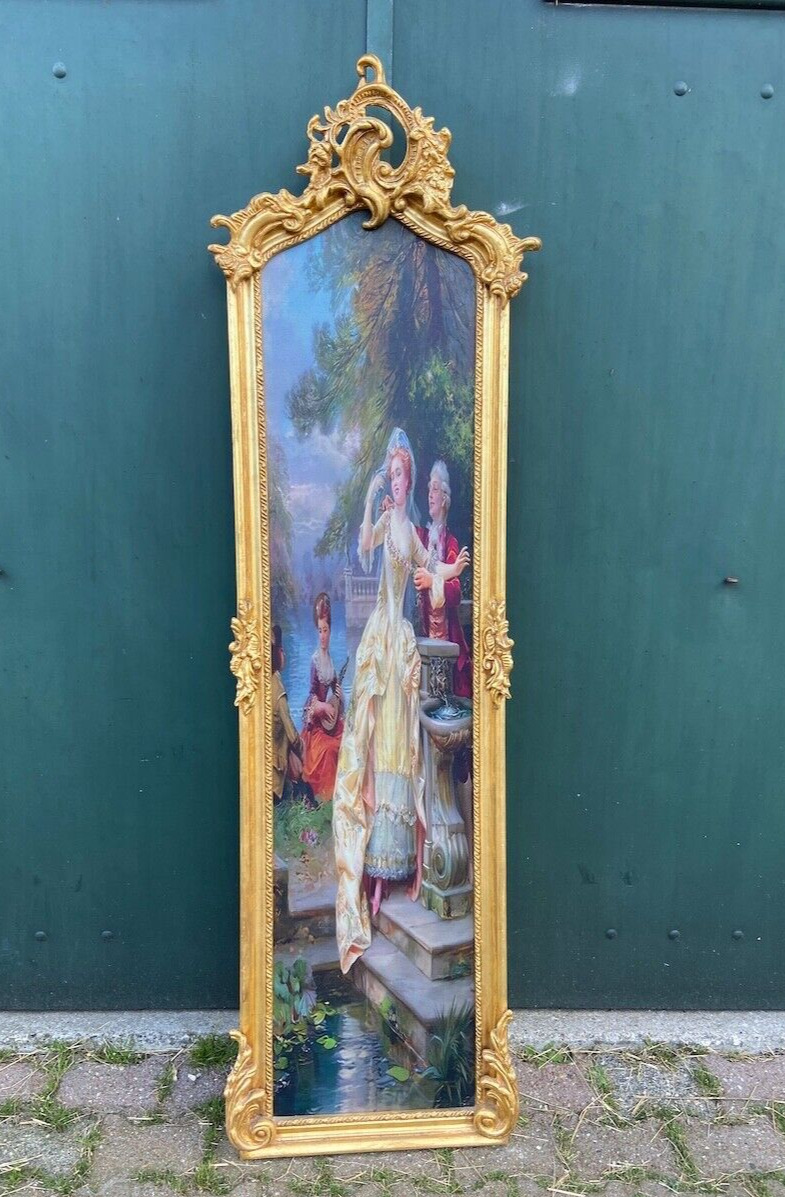 Charming French Rococo Style Frame Adorned with Scenic Fabric