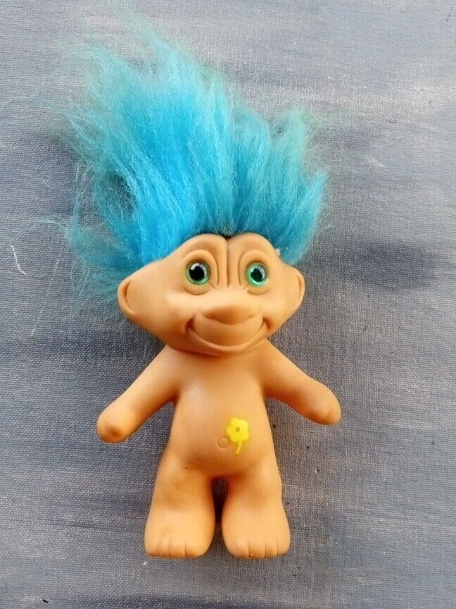 Vintage Troll Doll Blue hair Green eyed