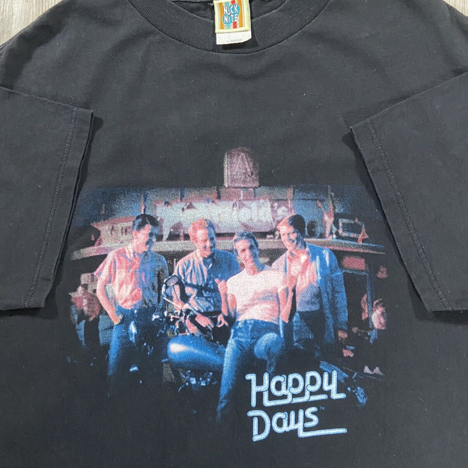 Vintage Nick at Nite Happy Days T-Shirt Men Large TV Show Promo Black