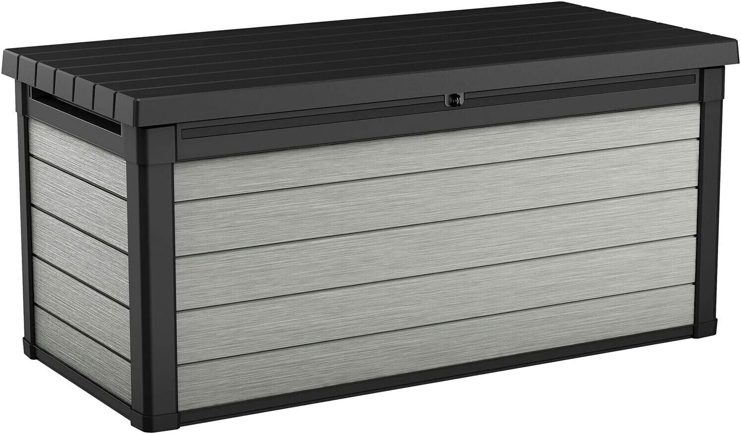 Keter Denali 150 Gallon Resin Large Deck Box ~ New ~  Grey & Black