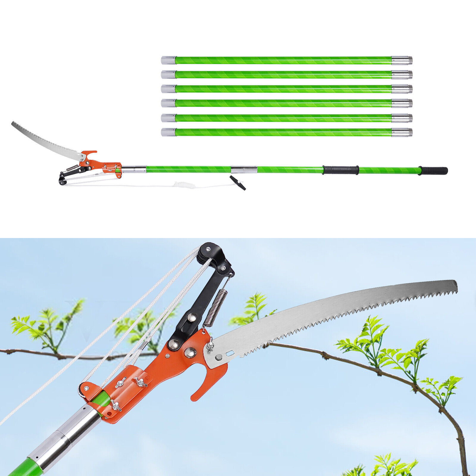 26 Ft Tree Pole Pruner Tree Saw Extendable Branch Cutter Trimmer Pruning Shear