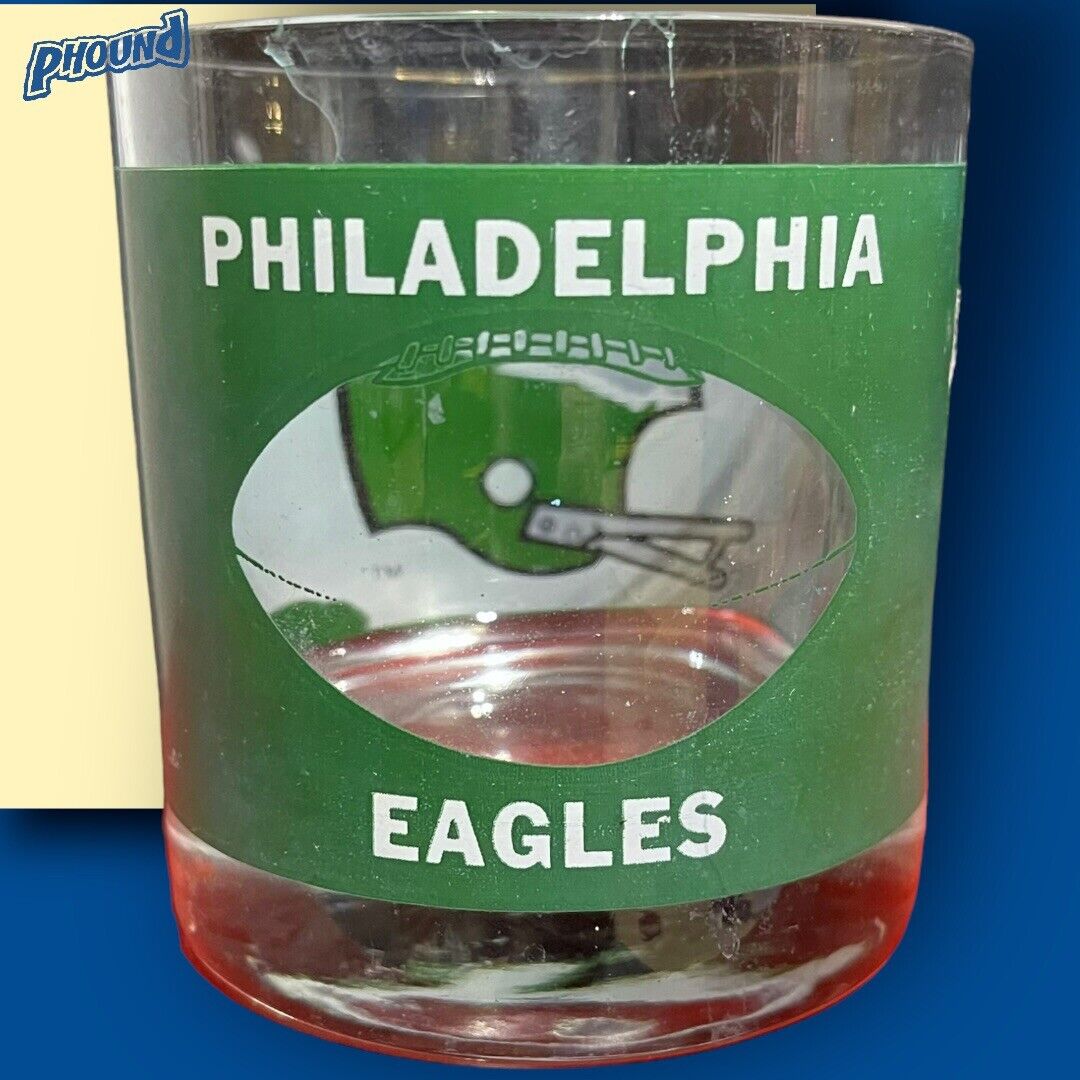 Vintage 1980's NFL Philadelphia Eagles Glass Low Ball Whiskey Glass Rare