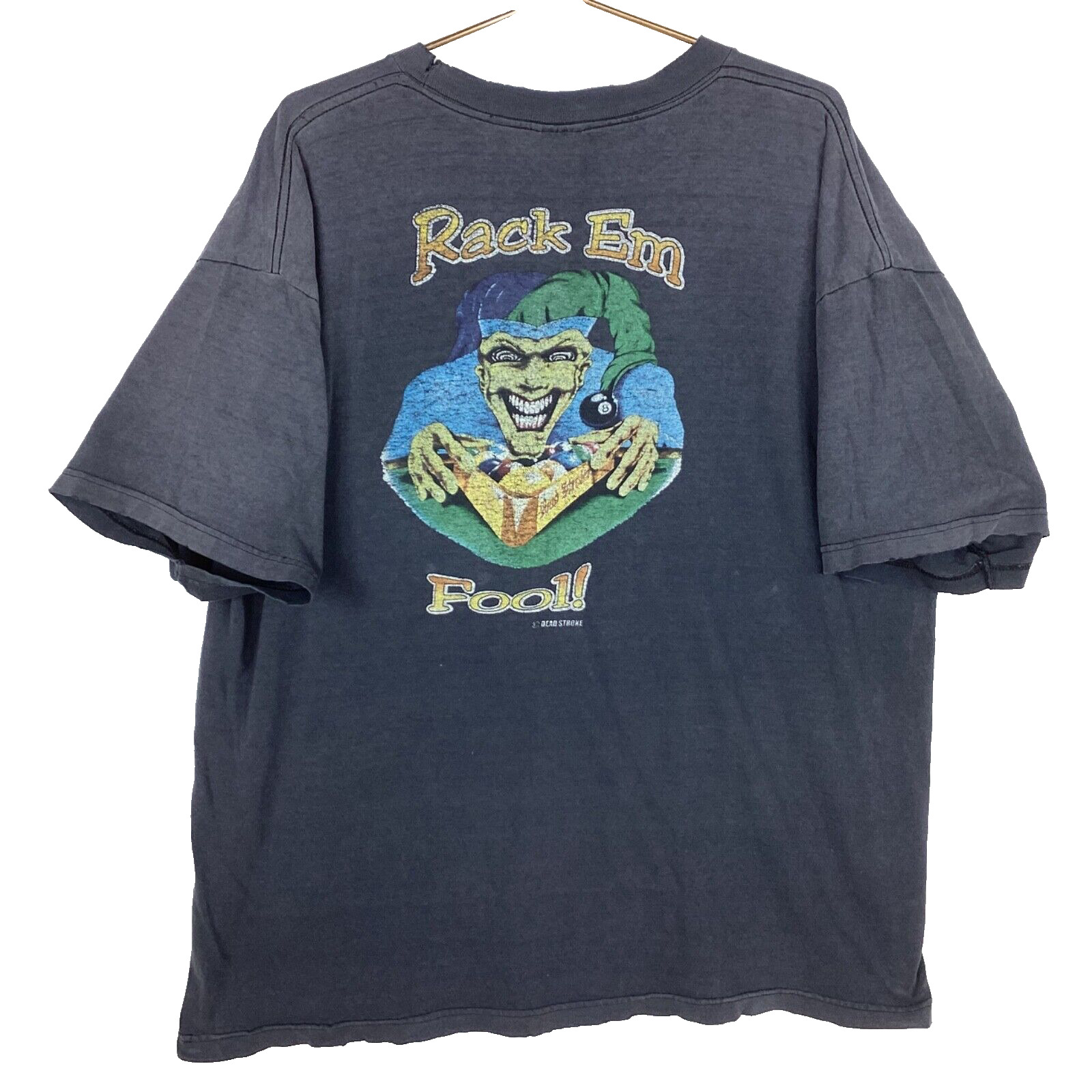 Vintage Dead Stroke Rack ‘Em Fool T-Shirt 2Xl Black 90s Single Stitch Billiards