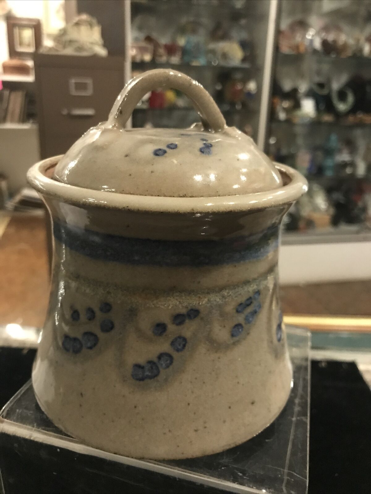 Vintage Mid Century Modern Studio Pottery Covered Stash Jar Dish Container Box