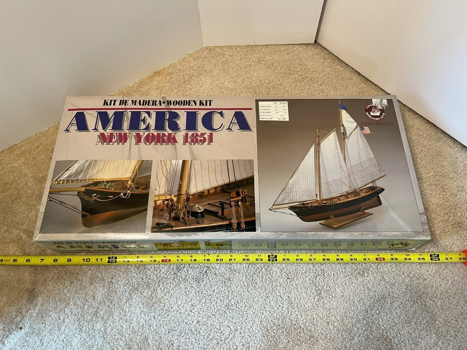 Constructo America New York 1851, 1/56 scale wooden model ship kit. NOS/New