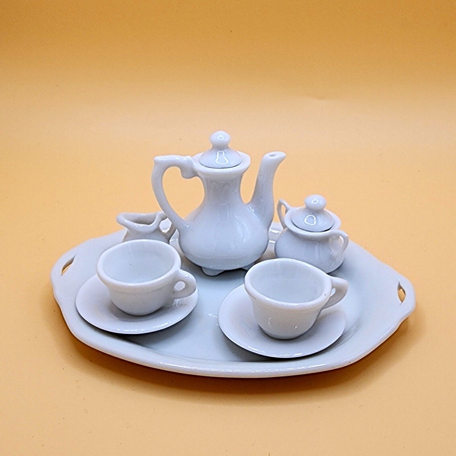 Vintage Dollhouse Miniature Porcelain Tea Set Made In Japan NIB Perfect Unused