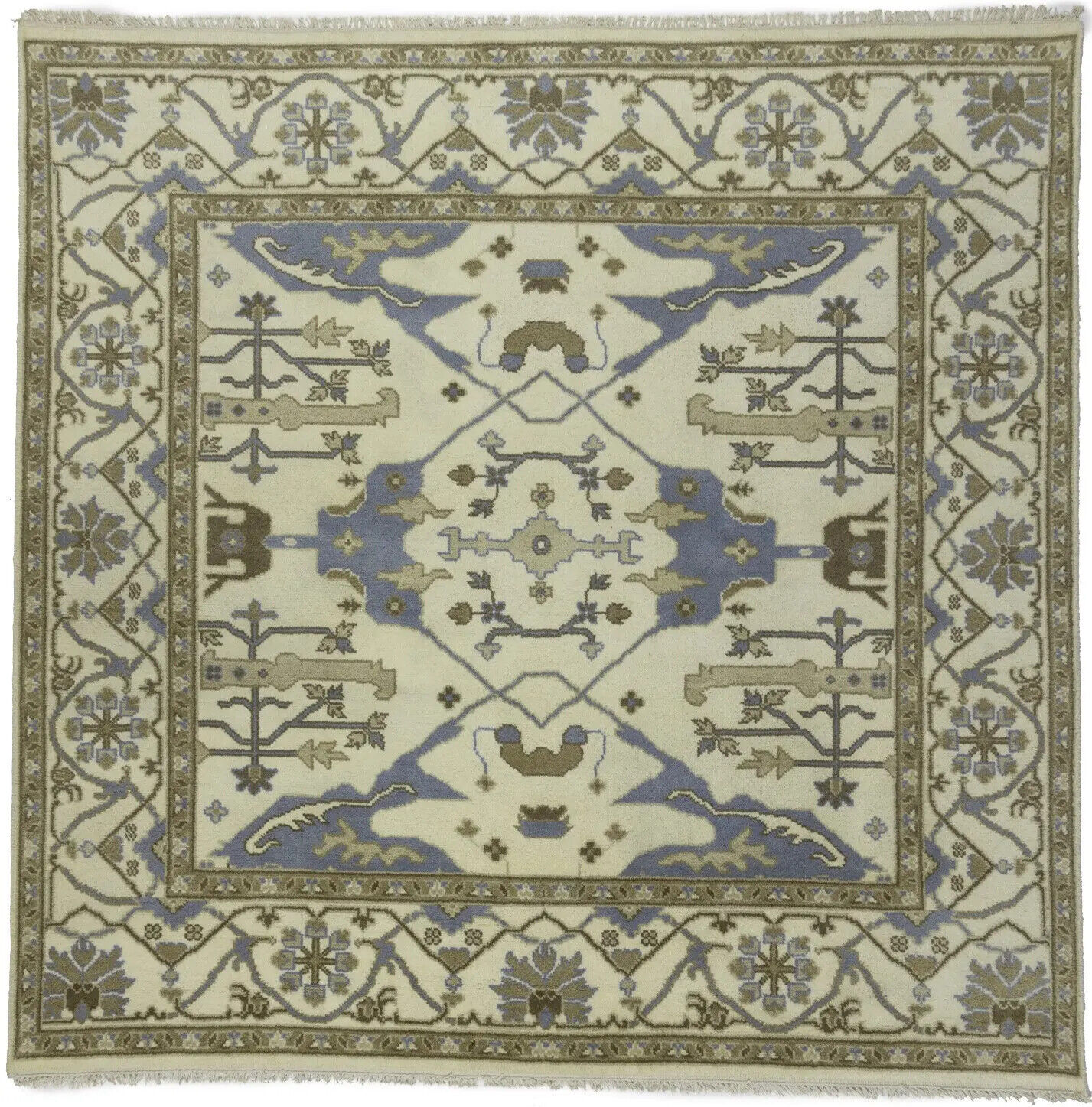 Living Room Square Handmade 8X8 Traditional Floral Oushak Oriental Rug Carpet