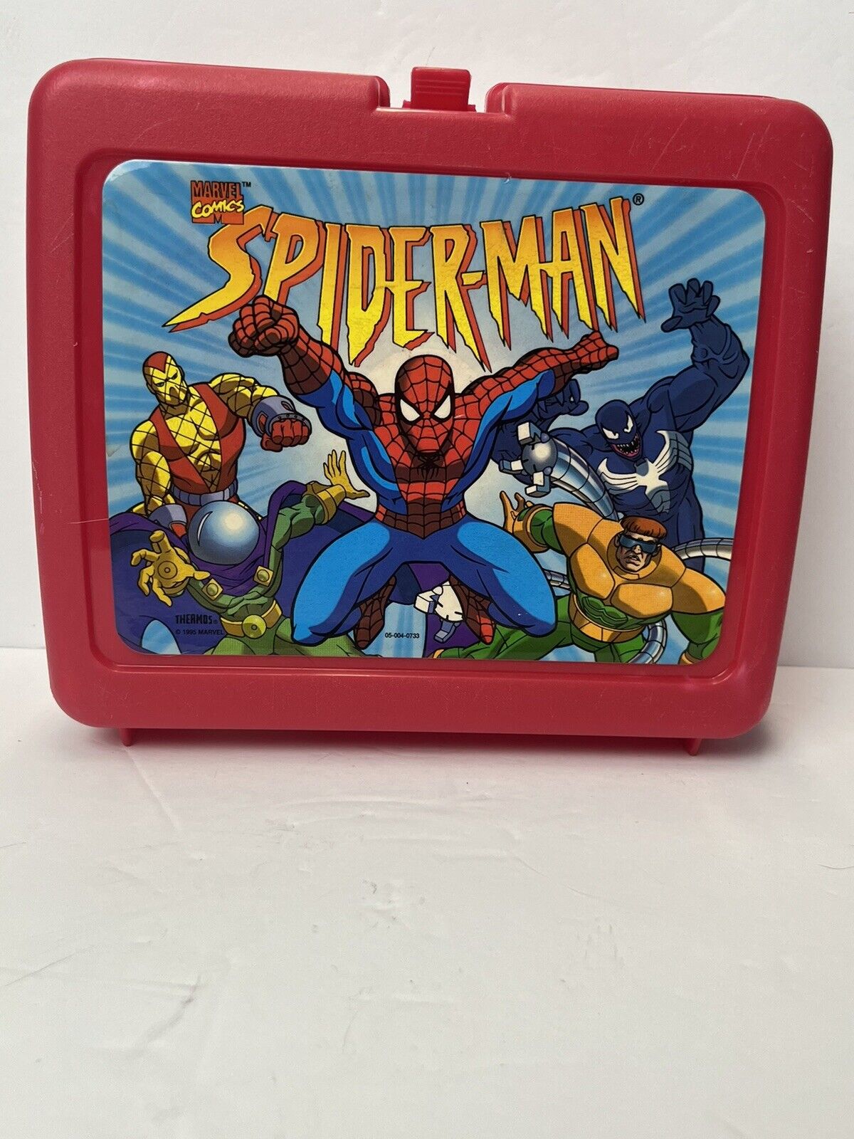 Vintage 1995 The Amazing Spider-Man Red Plastic Lunchbox- Intact W/O Thermos