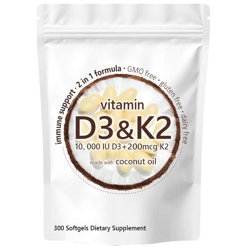 Vitamin D3 K2 Supplement Softgels 300 Softgels NEW 