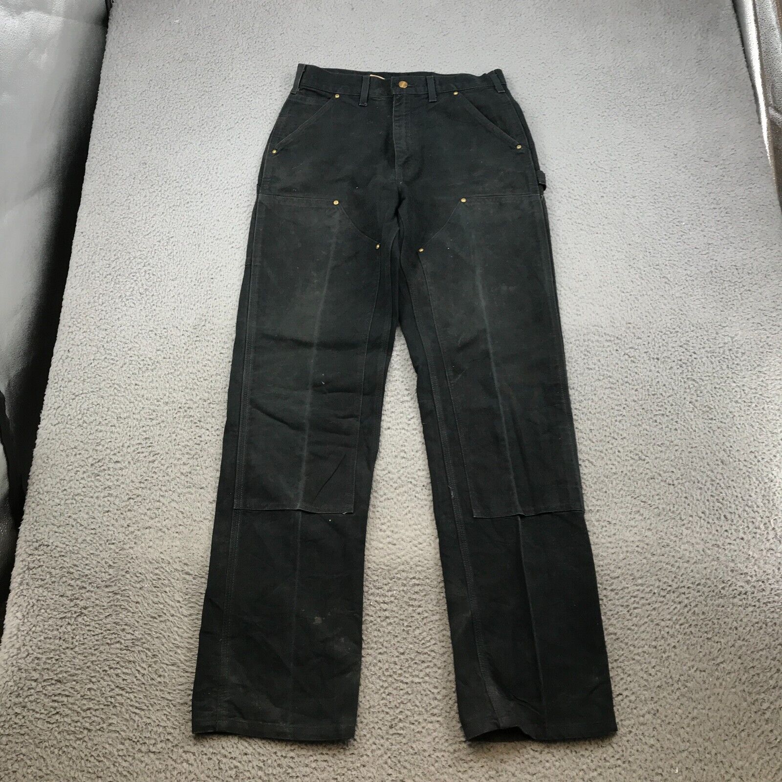 Vintage Carhartt Carpenter Pants 30x34 Black Double Knee Canvas Straight 47807