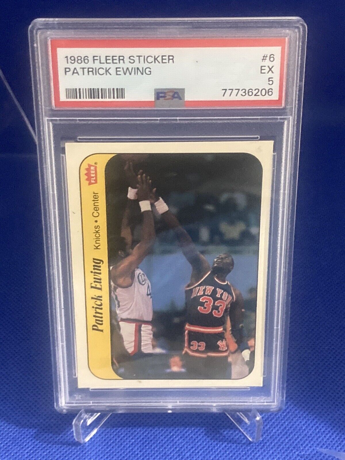 1986 Fleer Stickers #6 Patrick Ewing PSA Graded Amazing Card For Knicks Fans🔥