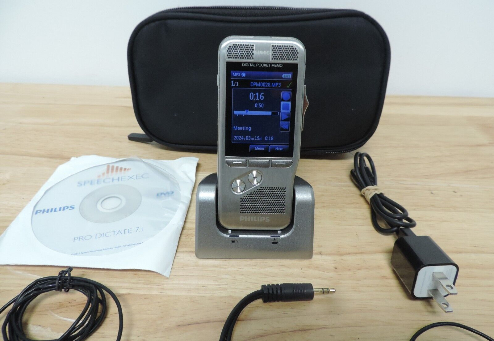 Philips Digital Pocket Memo Recorder w/ Cradle , 16GB SD Card and Sony mic